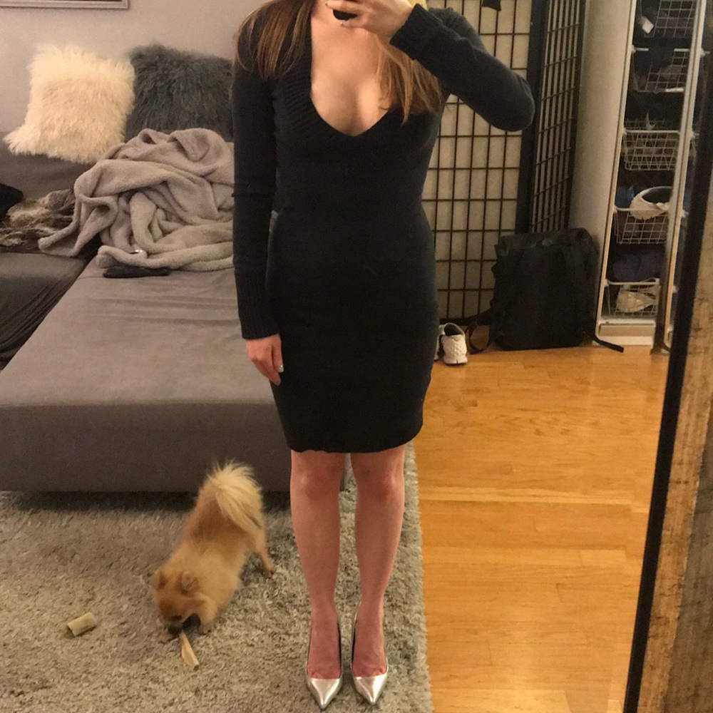 Black knit dress